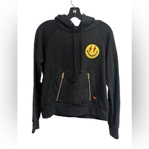 AVIATOR NATION Women’s Dark Grey Hoodie with Smily Face - Size X-Small